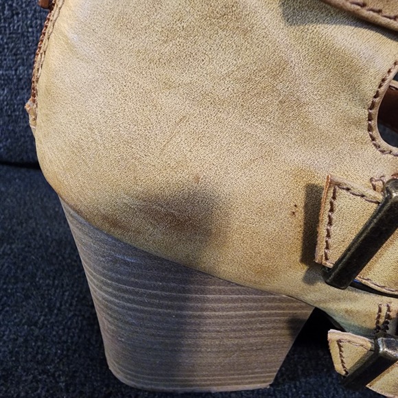 Y2k‎ Mudd Strappy Chunky Heel Back Zip Size 10 Beige Sandals - Picture 7 of 16